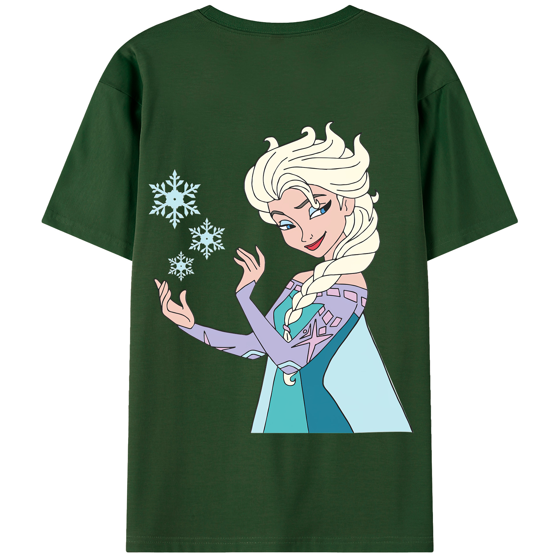 （画像用） アナと雪の女王 アンナ エルサ Frozen Anna Elsa 綿100％半袖Tシャツ（背面プリント）